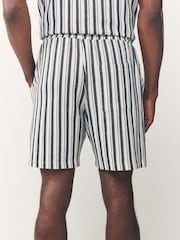 Navy/Ecru Stripe Drawstring Jersey Shorts - Image 3 of 10