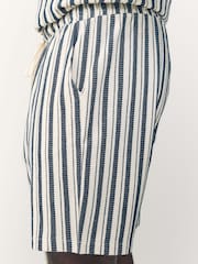 Navy/Ecru Stripe Drawstring Jersey Shorts - Image 4 of 10