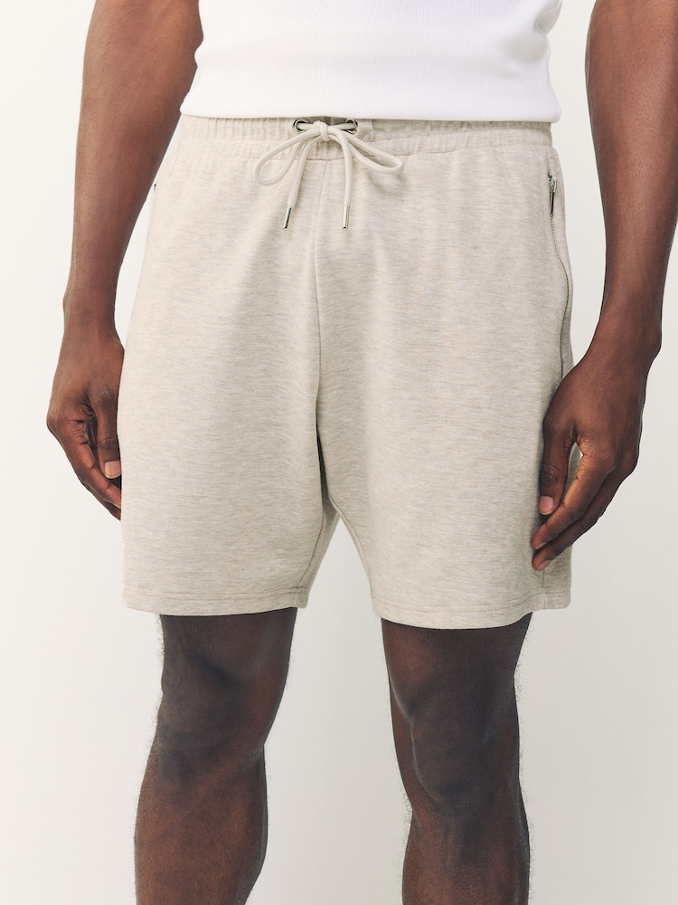 Neutral Marl Zip Pocket Jersey Shorts - Image 1 of 6 Neutral Marl Zip Pocket Jersey Shorts - Image 1 of 6