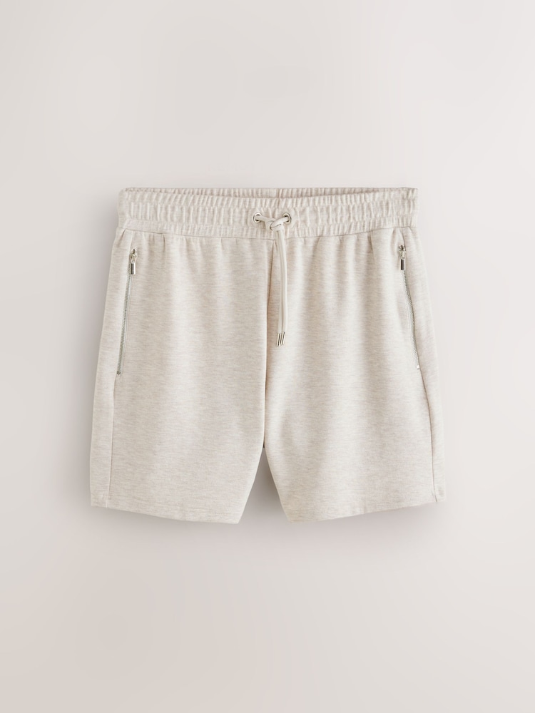 Neutral Marl Zip Pocket Jersey Shorts - Image 6 of 6 Neutral Marl Zip Pocket Jersey Shorts - Image 6 of 6