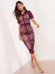 Lipsy Premium Short Sleeve Embellished Button Shirt Dress - Imagem 1 de 4