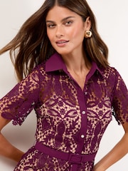 Lipsy Premium Short Sleeve Embellished Button Shirt Dress - Imagem 2 de 4