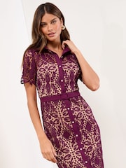 Lipsy Premium Short Sleeve Embellished Button Shirt Dress - Imagem 3 de 4