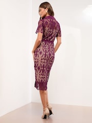 Lipsy Premium Short Sleeve Embellished Button Shirt Dress - Imagem 4 de 4