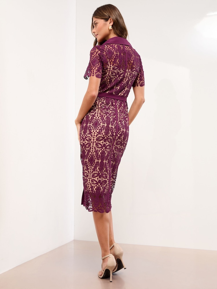 Lipsy Premium Short Sleeve Embellished Button Shirt Dress - Imagem 4 de 4