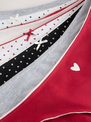 Red/Black High Leg Cotton Rich Knickers 7 Pack - Image 9 of 10