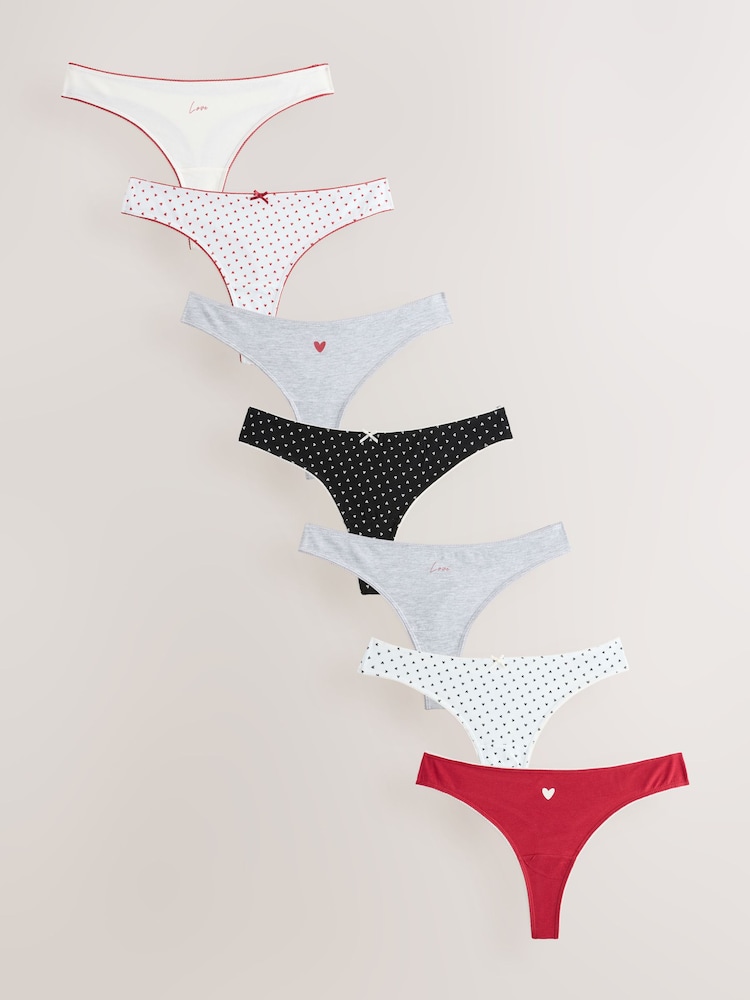 লাল/কালো - সুতির রিচ Knickers 7 প্যাক - 10এর মধ্যে 1 ছবি