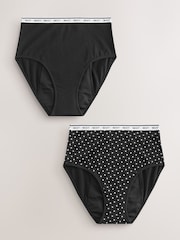 Black/Red Heart Full Brief Heavy Flow Period Knickers 2 Pack - Image 1 of 5