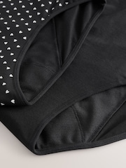 Black/Red Heart Full Brief Heavy Flow Period Knickers 2 Pack - Image 4 of 5