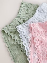 Pink High Waist High Leg All Over Lace Knickers 3 Pack - Image 9 of 10