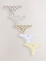 Lemon Yellow Thong Cotton Rich Knickers 5 Pack - Image 1 of 11