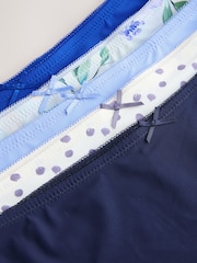 Blue Floral Full Brief Lace Back No VPL Invisible Knickers 5 Pack - Image 11 of 11