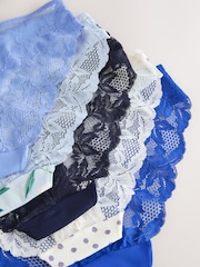 Blue Floral Brazilian Lace Back No VPL Invisible Knickers 5 Pack - Image 11 of 11