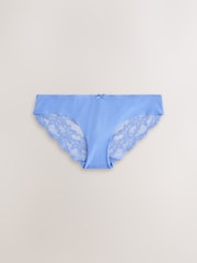Blue Floral Brazilian Lace Back No VPL Invisible Knickers 5 Pack - Image 5 of 11