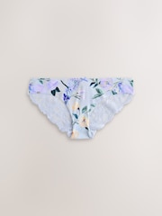 Blue Floral Brazilian Lace Back No VPL Invisible Knickers 5 Pack - Image 8 of 11