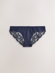 Blue Floral Brazilian Lace Back No VPL Invisible Knickers 5 Pack - Image 9 of 11