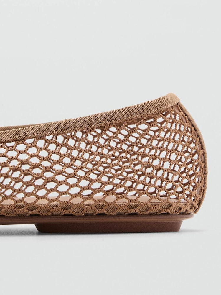 Mango Nude Mesh Ballerina Pumps - Image 3 of 3 Mango Nude Mesh Ballerina Pumps - Image 3 of 3