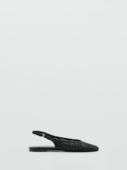 Mango Black Woven Open Back Pumps - Image 1 of 3