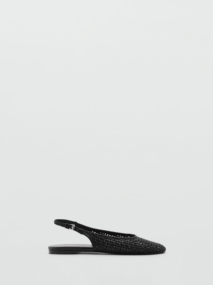 Mango Black Woven Open Back Pumps - Image 1 of 3