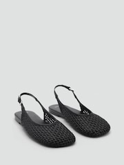 Mango Black Woven Open Back Pumps - Image 2 of 3