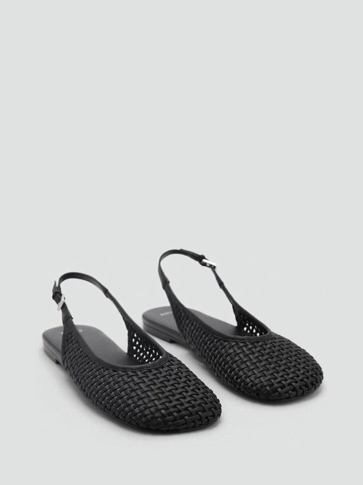 Mango Black Woven Open Back Pumps - Image 2 of 3