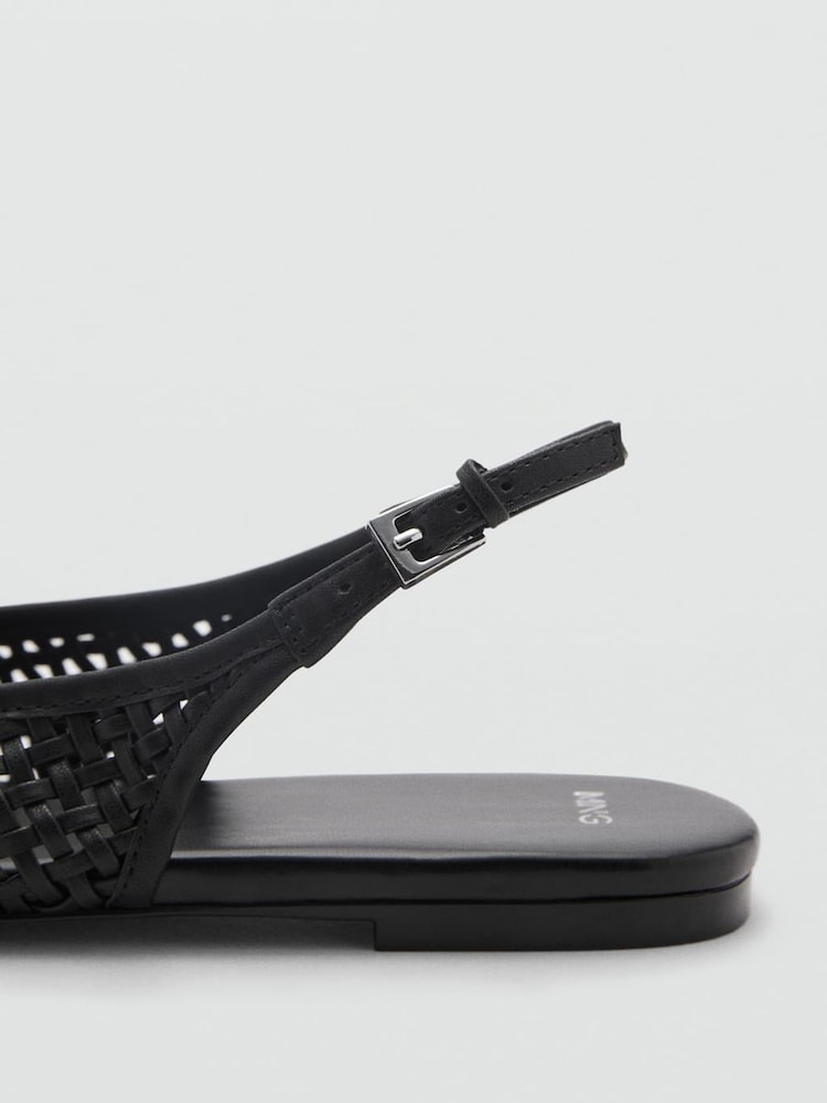 Mango Black Woven Open Back Pumps - Image 3 of 3