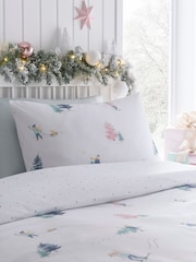 Fusion Multi Frosty Skier Easycare Christmas Duvet Cover Set - Image 2 of 4