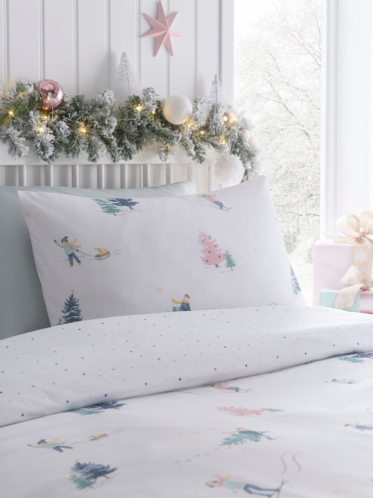Fusion Multi Frosty Skier Easycare Christmas Duvet Cover Set - Image 2 of 4 Fusion Multi Frosty Skier Easycare Christmas Duvet Cover Set - Image 2 of 4