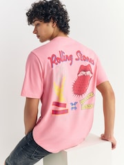 Pink Rolling Stones - Reguläre Passform - T-Shirt mit Bandgrafik-Print - Bild 5 von 8