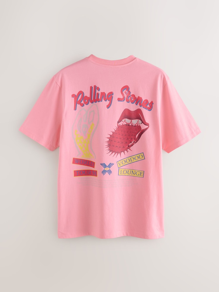 Buy Pink Rolling Stones Regular Fit Band Graphic Print T-Shirt 