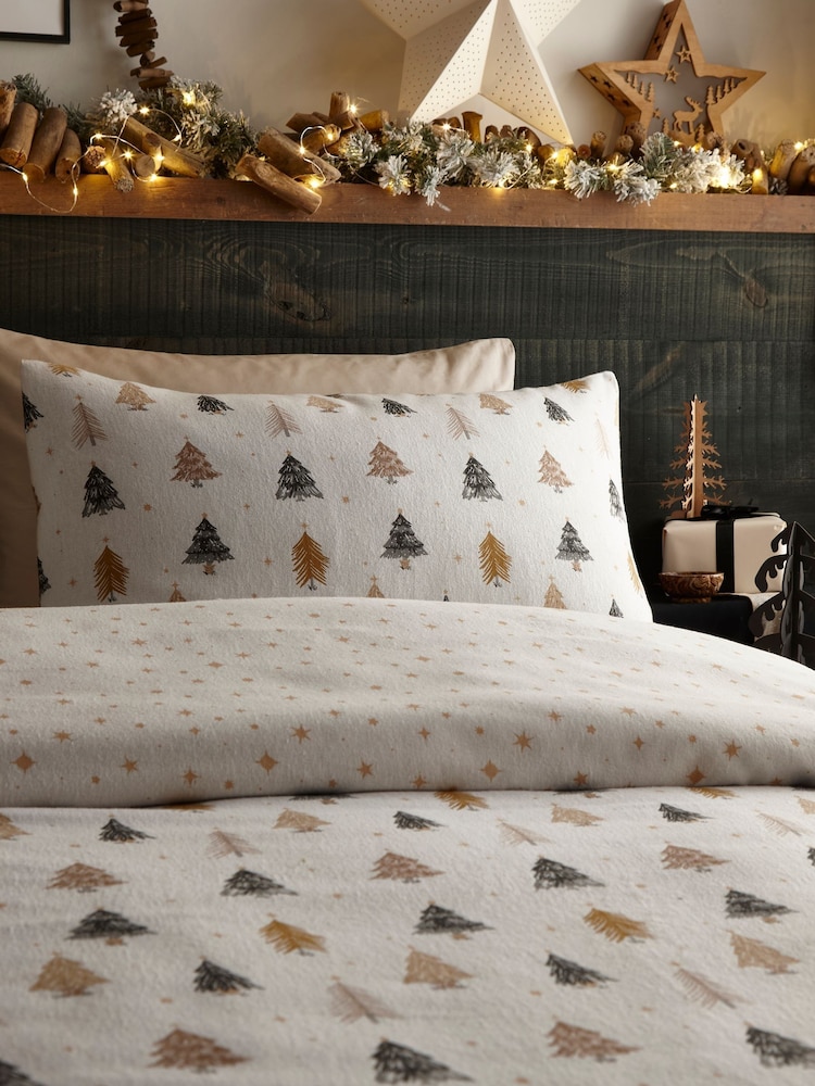 Fusion Monochrome Festive Trees 100% Brushed Cotton Duvet Cover Set - Image 2 of 4