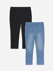 Simply Be Blue Skinny Pull On Crop Jeggings 2 Pack - Image 1 of 5