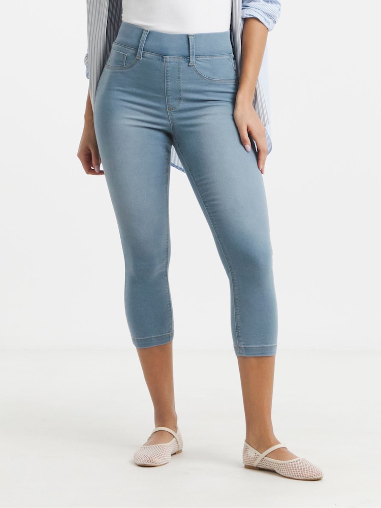 Simply Be Blue Skinny Pull On Crop Jeggings 2 Pack - Image 2 of 5