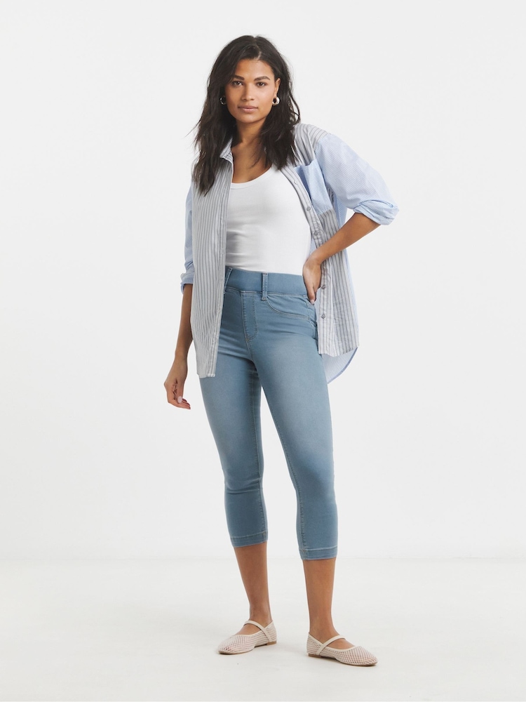 Simply Be Blue Skinny Pull On Crop Jeggings 2 Pack - Image 5 of 5