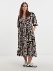 Simply Be Black Supersoft Wrap Midi Dress - Image 1 of 4