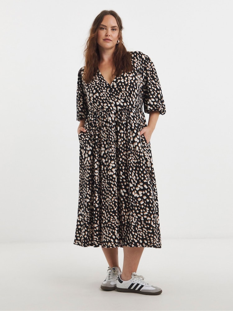 Simply Be Black Supersoft Wrap Midi Dress - Image 1 of 4