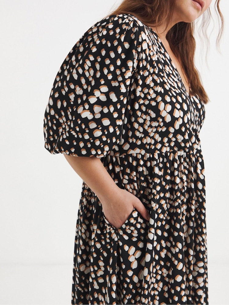 Simply Be Black Supersoft Wrap Midi Dress - Image 4 of 4