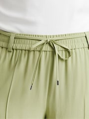 Simply Be Green Wide Fit Tie Waist Twill Leg Trousers - Image 3 of 5