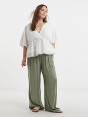 Simply Be White Appliqué Floral Print Smock Blouse - Image 3 of 4