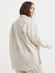 Simply Be Cream Embroidered Stripe Shirt - Image 2 of 4