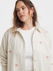 Simply Be Cream Embroidered Stripe Shirt - Image 3 of 4