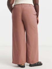 Simply Be Terracotta Wide Fit Tie Waist Twill Leg Trousers - Image 2 of 5