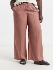 Simply Be Terracotta Wide Fit Tie Waist Twill Leg Trousers - Image 3 of 5