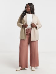 Simply Be Terracotta Wide Fit Tie Waist Twill Leg Trousers - Image 4 of 5