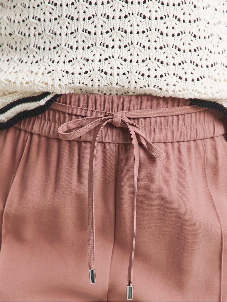 Simply Be Terracotta Wide Fit Tie Waist Twill Leg Trousers - Image 5 of 5
