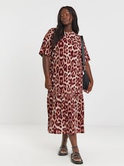 Simply Be Animal Textured Jersey Drop Waist Dress - Image 1 of 4