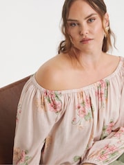Simply Be Pink Cutwork Linen Bardot Top - Image 3 of 4