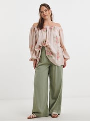 Simply Be Pink Cutwork Linen Bardot Top - Image 4 of 4