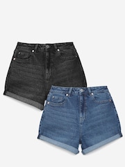 Simply Be Blue Of 99/1 Loose Mom Denim Shorts 2 Pack - Image 1 of 5