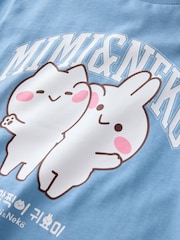 Blue Mimi & Neko Graphic Print T-Shirt (3-16yrs) - Image 3 of 4